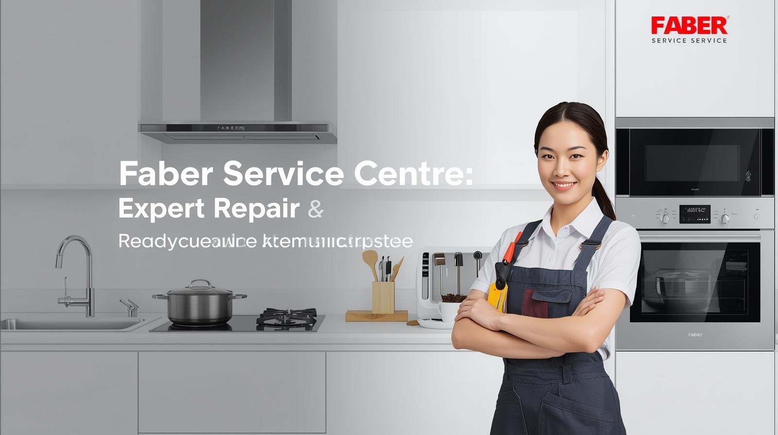 Technician repairing a Faber kitchen appliance at a customer's home