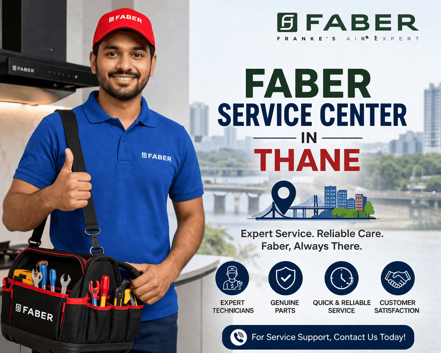 Faber chimney auto-clean service being performed in Thane kitchen