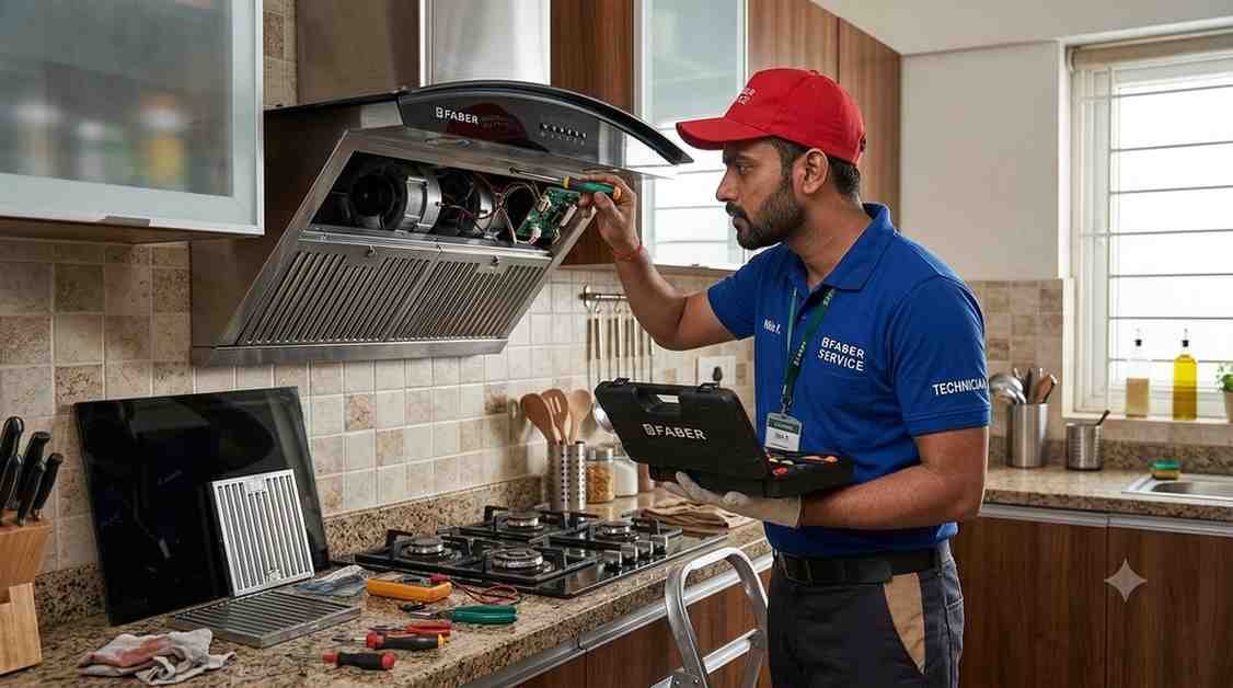 Faber chimney inspection and diagnosis by technician