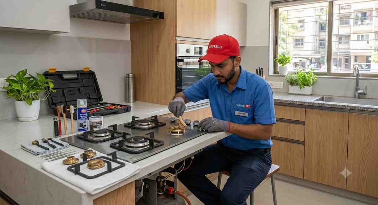 Faber hob burner cleaning service in Vile Parle