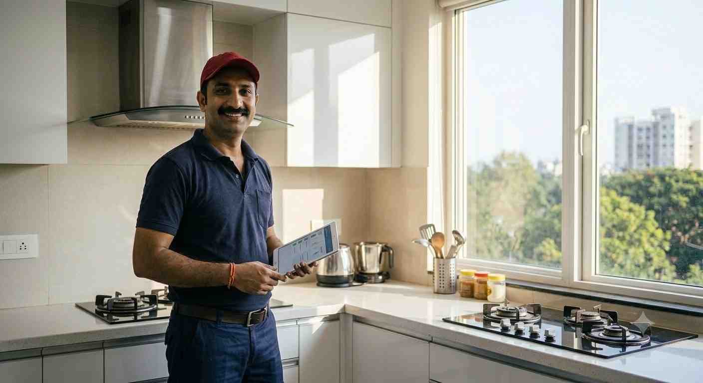 Faber service technician ready for booking in Bangalore