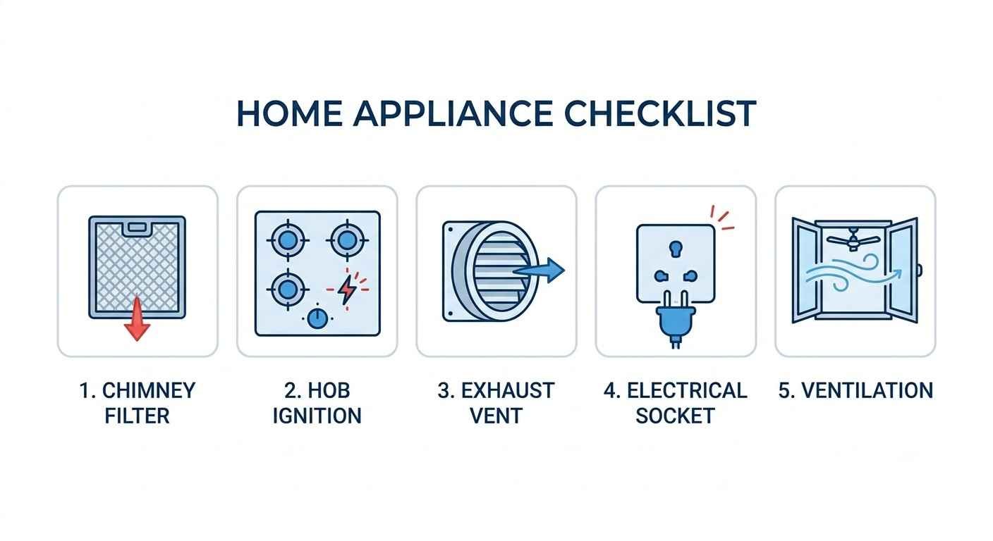 Infographic showing monsoon maintenance checklist for Faber chimney and hob