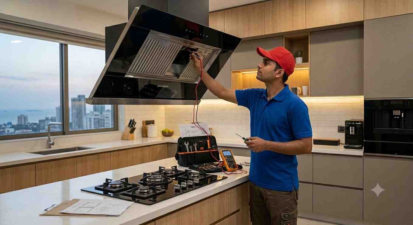Faber service centre in Mumbai — technician completing a doorstep chimney and hob repair