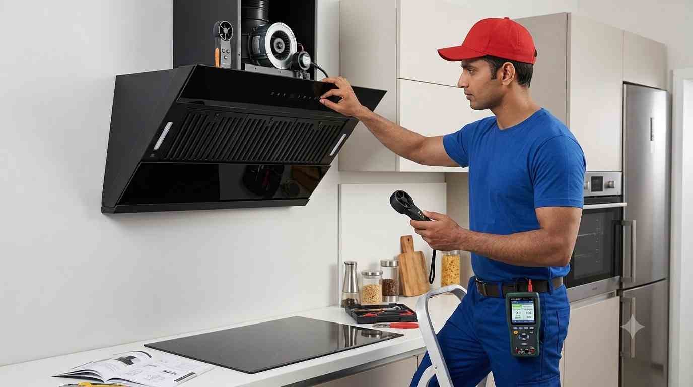 Faber chimney repair service by a certified technician at a customer's home