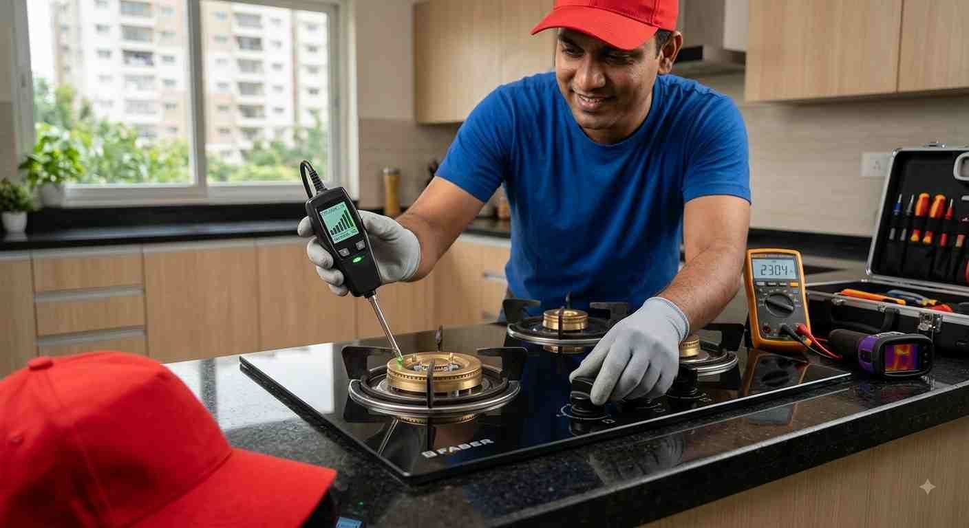 Faber hob repair technician at work in Bangalore home